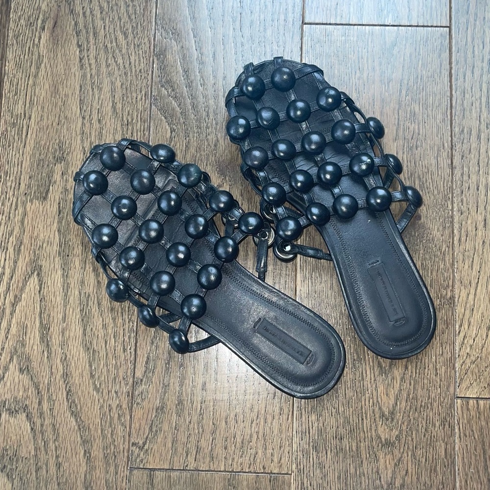 alexander wang leather amelia sandals in black